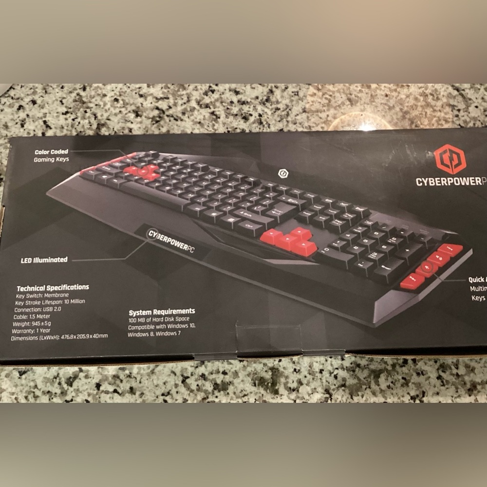 CyberPowerPC Multimedia Gaming Keyboard 🎮 LED Wired USB NIB PC Gamer Setup - Picture 6 of 6